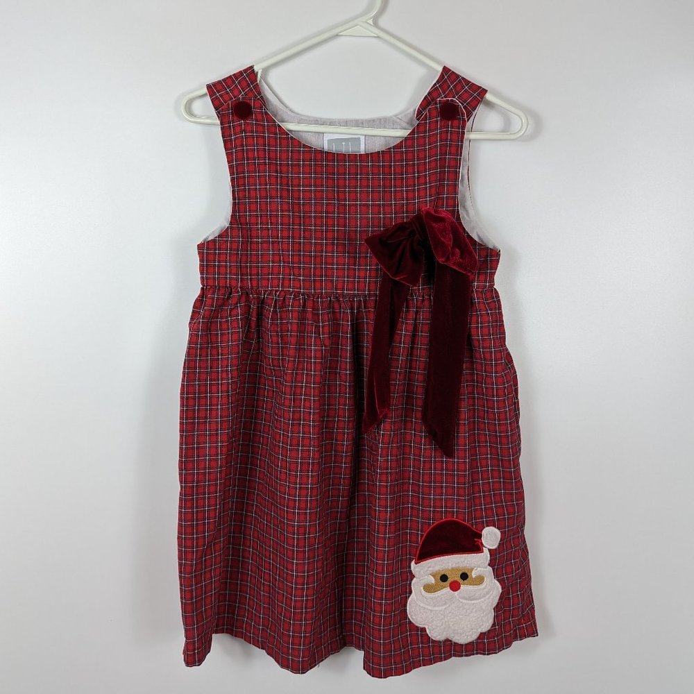 Lil Cactus Red Plaid Santa Bow Sleeveless Babydoll Christmas Dress